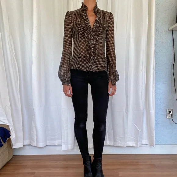 Vintage polka dot frilly blouse - Picture 1 of 3